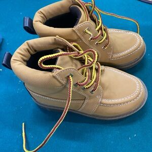 Tan Kids Boots with Yellow Laces
